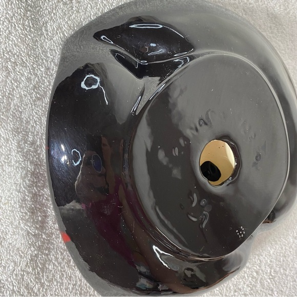 Vintage Handmade Red Black Painted Ceramic Ashtray Trinket Dish Art Decor - Picture 12 of 14